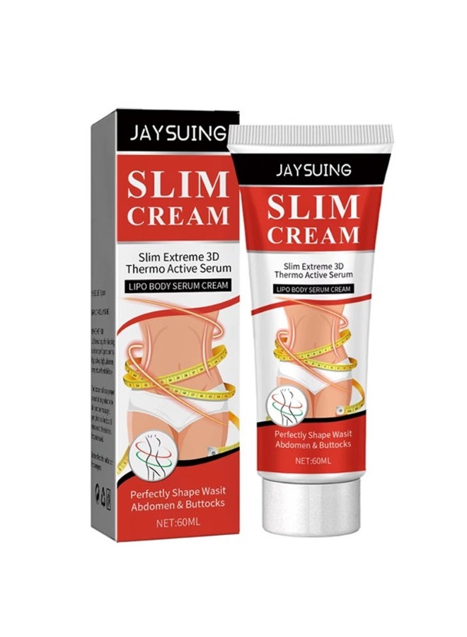 Jaysuing سيروم كريم الجسم جيسوينغ سليم لتقليل مظهر دهون البطن، كريم ليبو حراري للخصر والأرداف، يعزز نتائج التدليك، عبوة 60 مل - Image 1